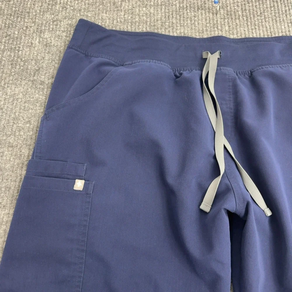 Figs Scrub Pants Mens‎ 39 Navy Blue Polyester Rayon Spandex Cargo Drawstring